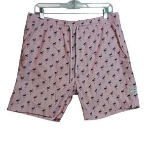 Public Art Pink Flamingo Men's Swim Board Shorts Vacation Beach Size L